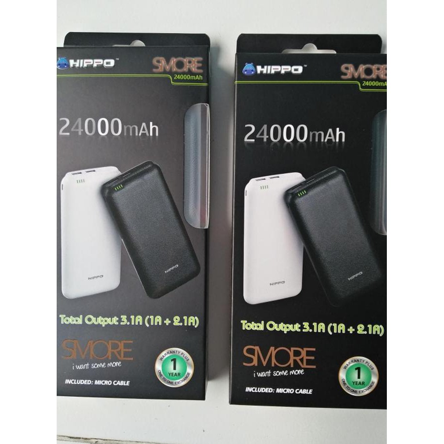 Hippo Powerbank Smore 24000Mah - Simple Pack - Putih