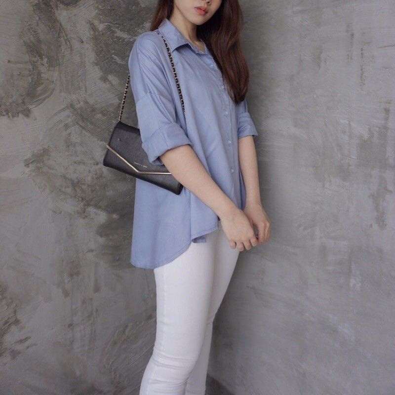 Kemeja Oversize Wanita - Kemeja Linen Polos Olivia Shirt Original