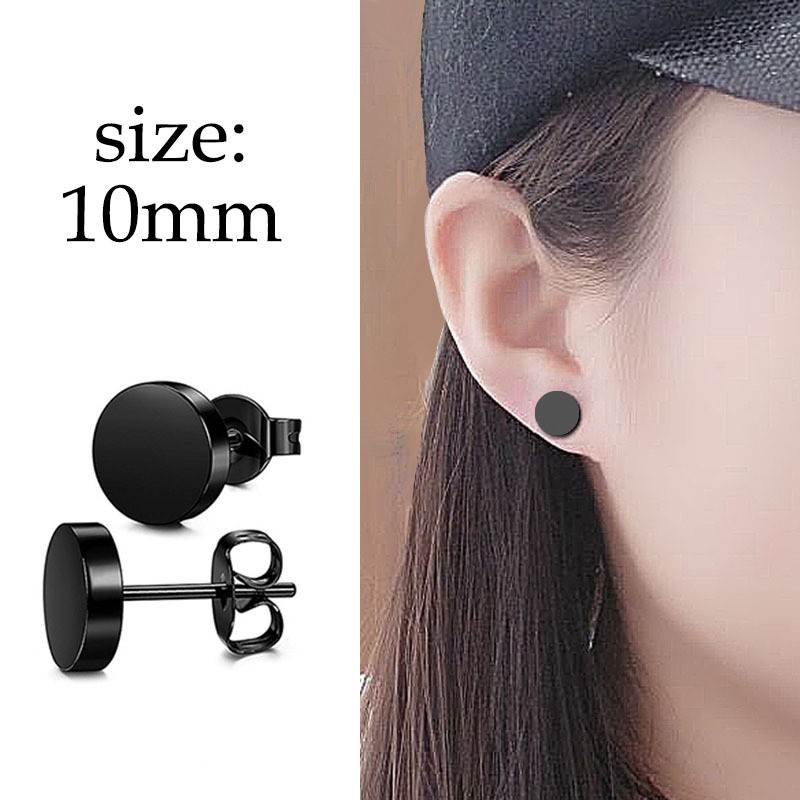 Korean style men's popular single black stainless steel ear buckle earrings men's jewelry