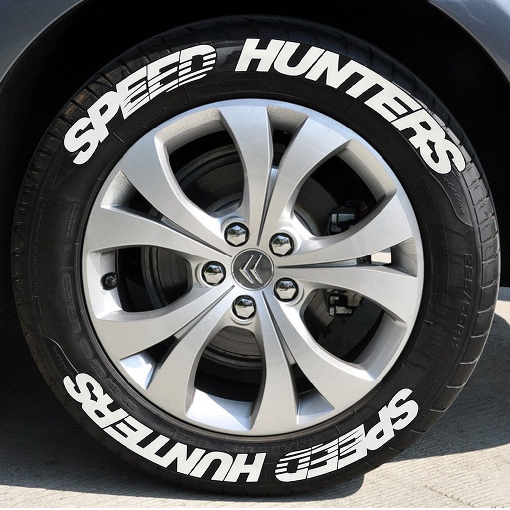 1 Set SPEED HUNTERS Tire Letter Sticker Car Motorcycle Tire Modified Personalized Fashion Hot Can Decorate 1 Wheel