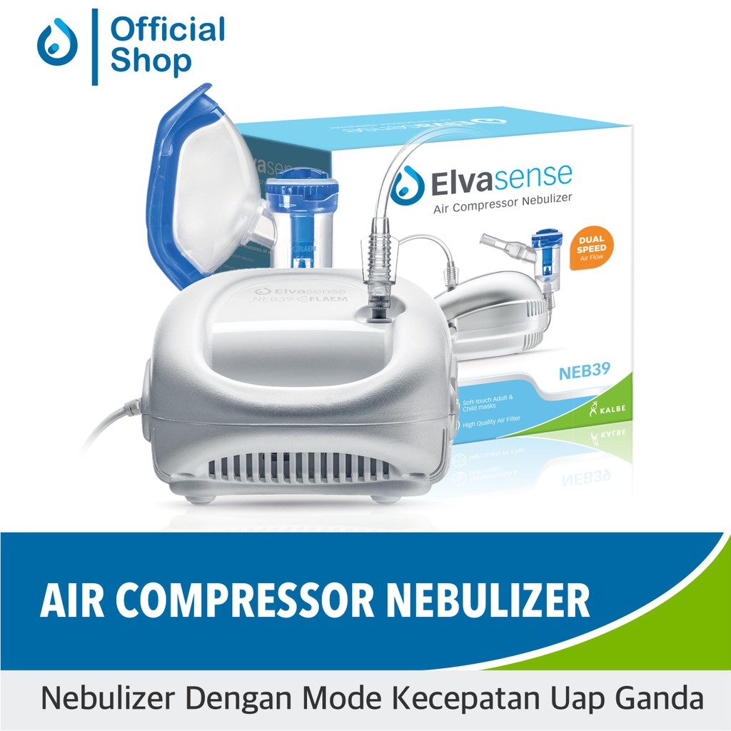 Nebulizer Udara Dual Speed Elvasense Type NEB39 + Nasal Washer Kit (bundle)