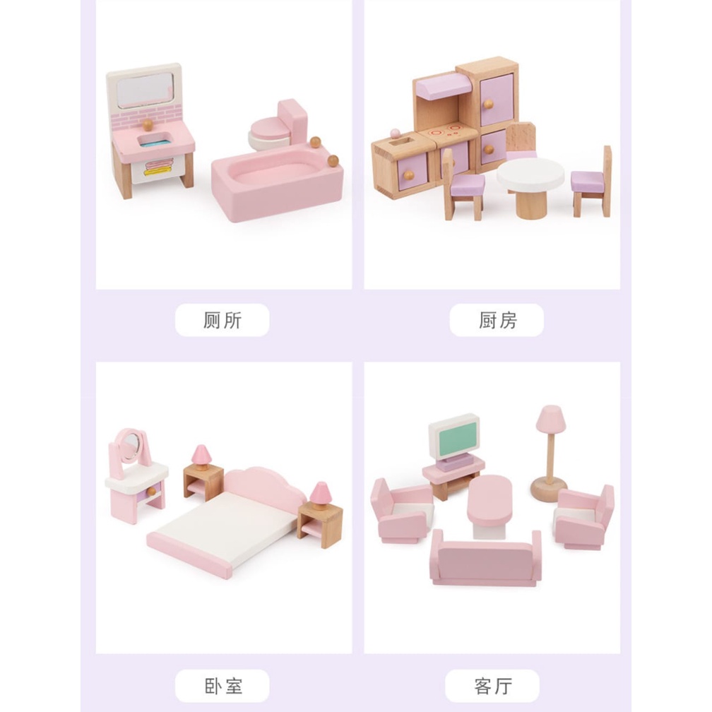 [BIG SALE] Small Furniture Wooden Kids Girls Toys Set Doll House Pretend Play Mainan Anak Cewek Rumah Boneka