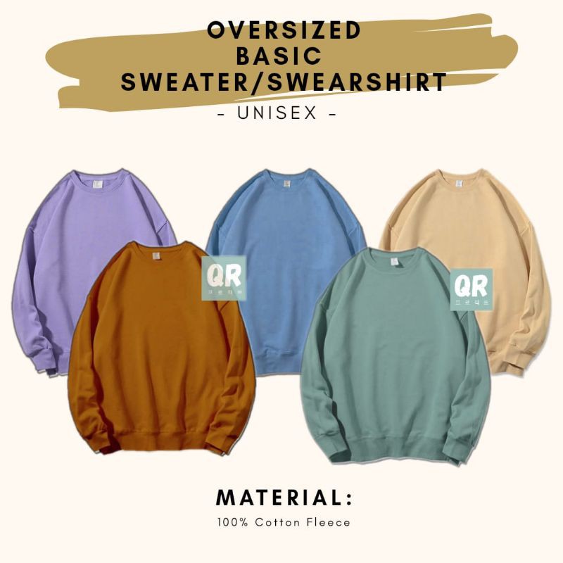 SWEATER BASIC OVERSIZE UNISEX COTTON FLEECE PREMIUM OVERSIZED SWEATSHIRT