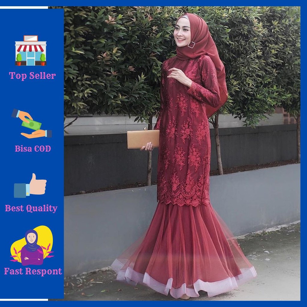 COD Dress Brukat Baju Kondangan Jenita Dress Muslim COD Dress Brukat Baju Kondangan Jenita Dress Muslim