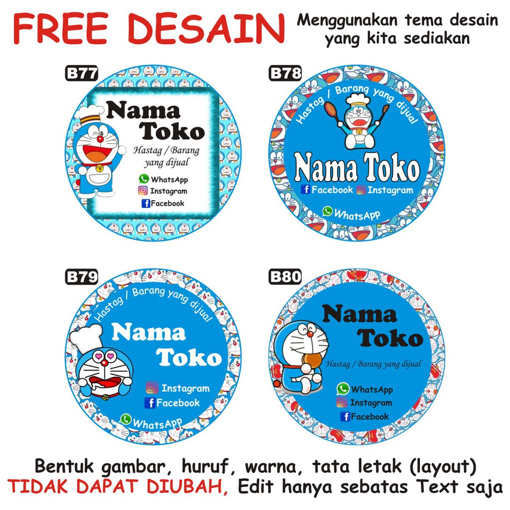 

(TEMA DORAEMON)STIKER BULAT ISI 60/STIKER KEMASAN/STIKER PRODUK/STIKER MAKANAN/STIKER MINUMAN/STIKER