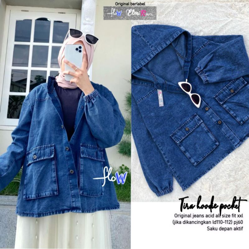 Jaket Jeans Wanita - Tira Hoodie Pocket by Flow