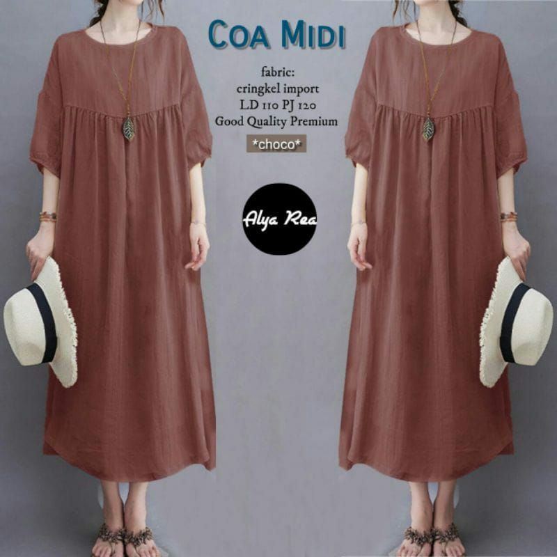 Midi Dress Crinkle Polos Airflow XL Big Size Jumbo LD 120 High Quality Product Coa Deara Grisella Miracle Wilda