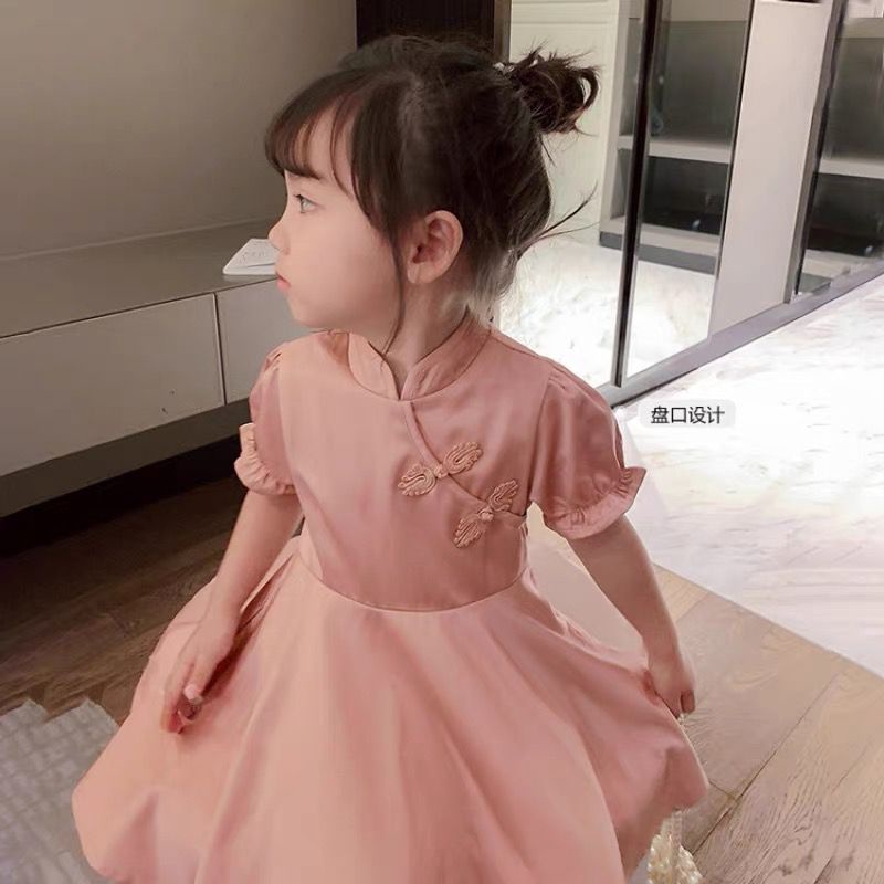 Dress Anak Perempuan Tradisional Cheonsam Pink