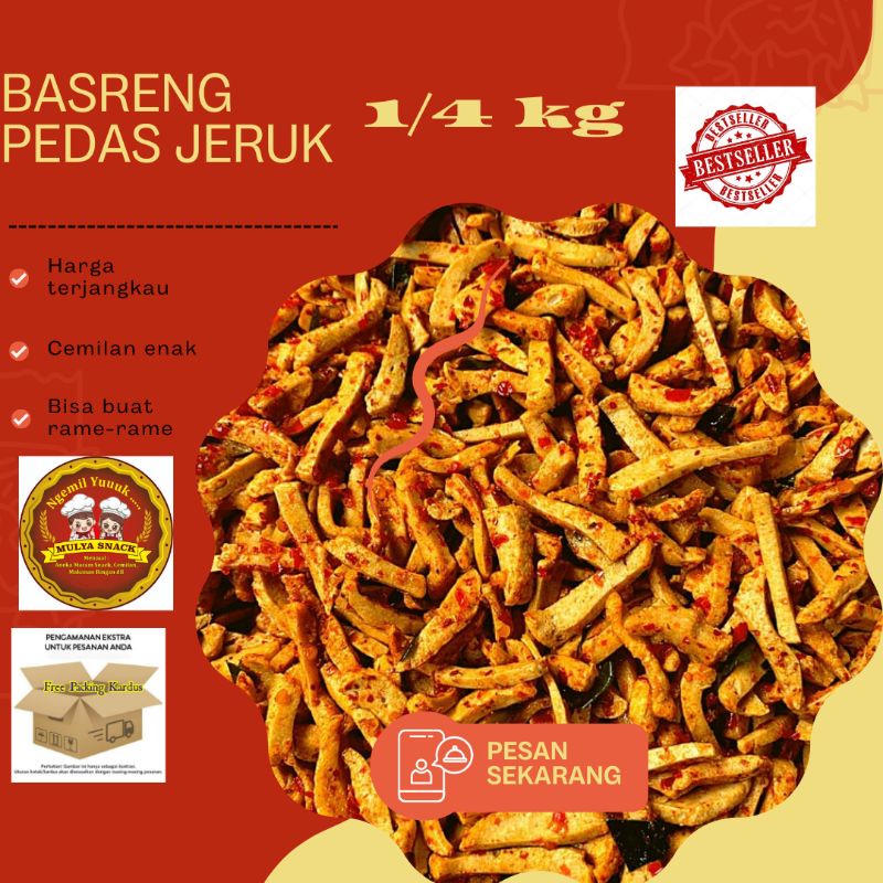 

Basreng pedas daun jeruk 250 gram / basreng pedas ¼ kg / baso goreng