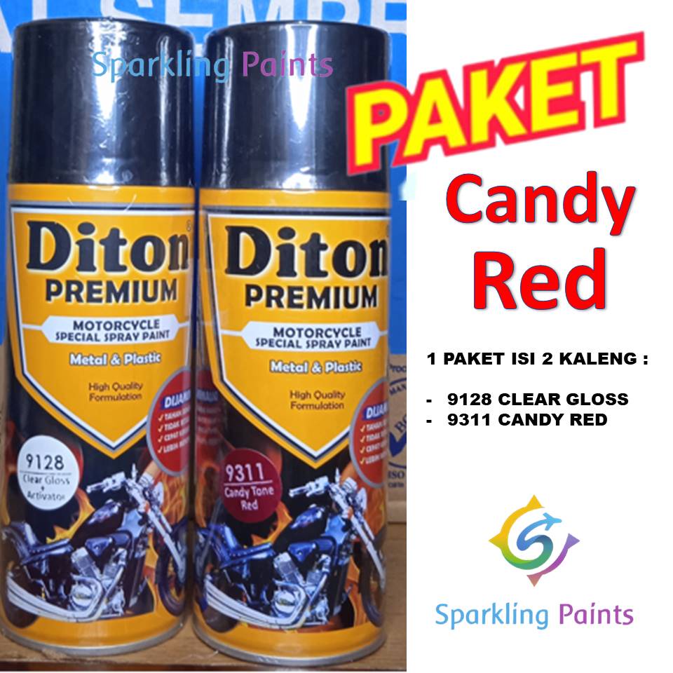 PAKET HEMAT 9311 Candy Tone Red Cat Pilox Diton Premium 400ml warna kendy merah sepeda motor pylox