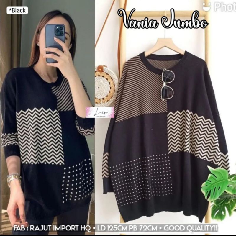 100% ORI Vania Kaos Jumbo atasan wanita by Laiqa / Ld 125 Pb 72