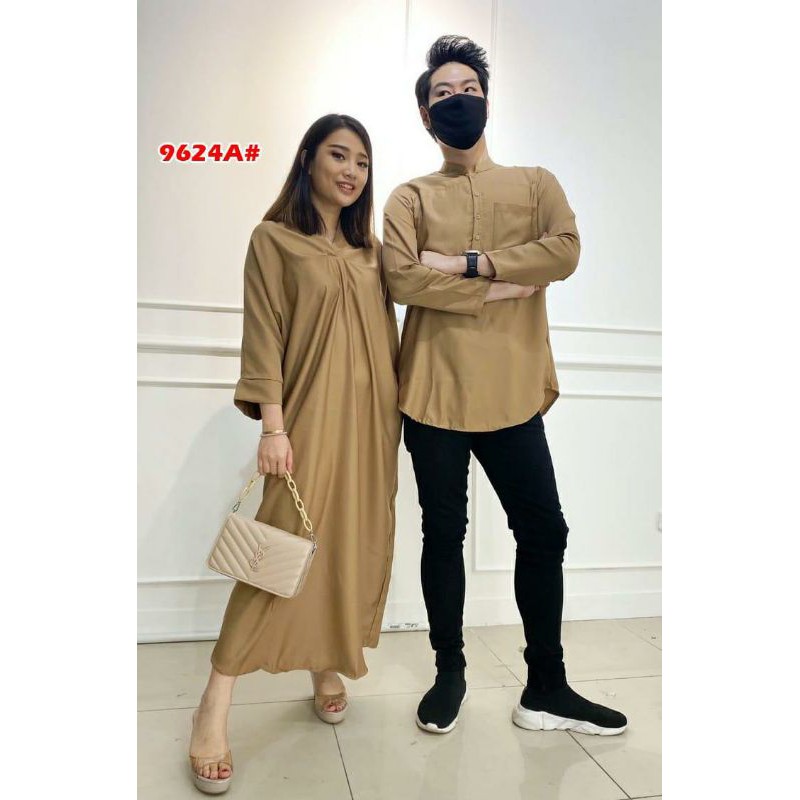 COUPLE 9624A#Kaftan Wanita+ Kemeja Pria