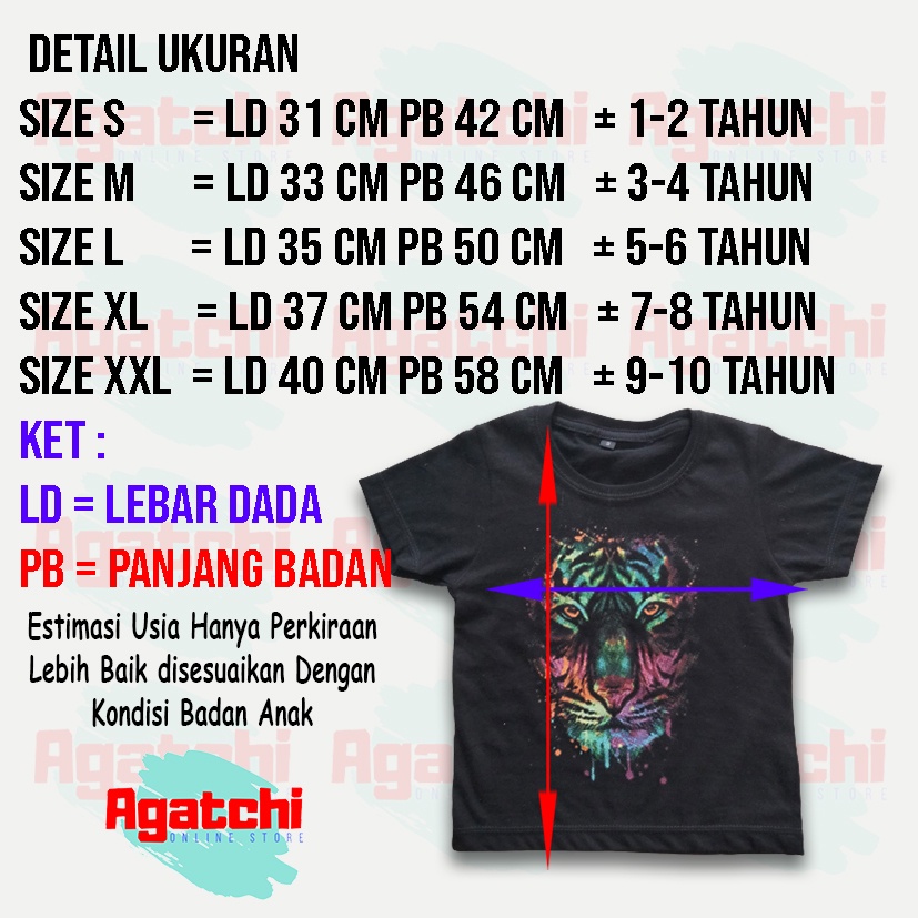 Kaos Atasan Anak Laki Laki Tiger Face Harimau