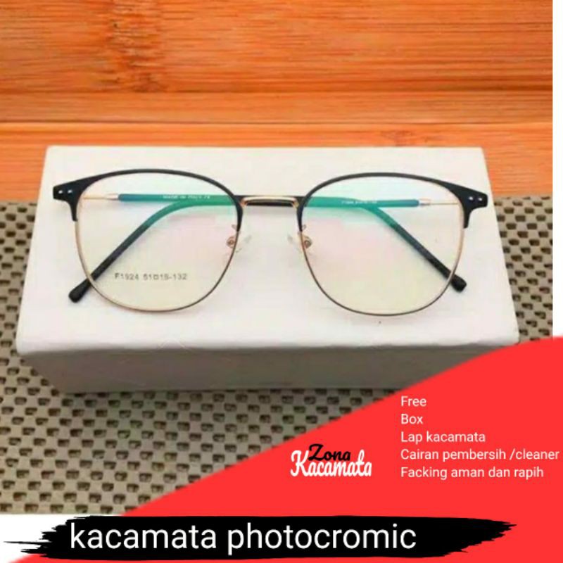kacamata photocromic wanita|pria lensa normal (no,minus/silinder)kode1924-3