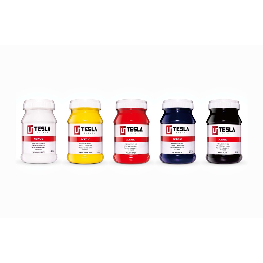 

Tesla Paints - 250ml set cat akrilik 5 warna primer - acrylic paints - cat akrilik - tesla paint