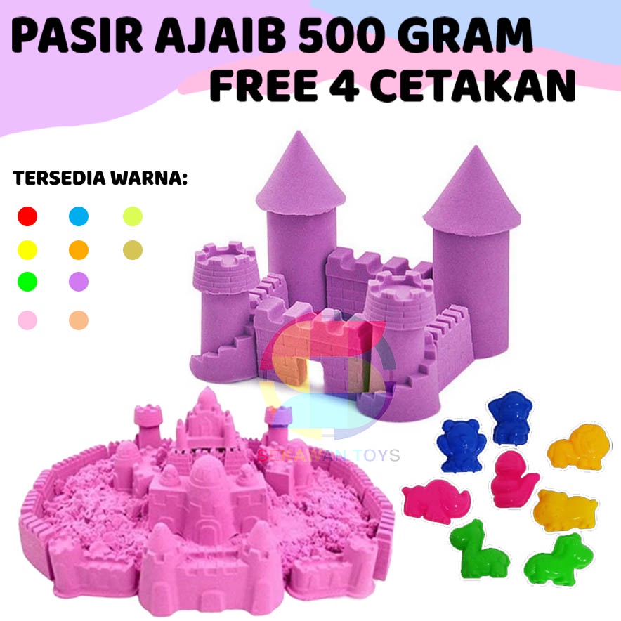 Mainan Pasir-Pasiran 500Gram  FREE 4 Cetakan/ Magis Sand/ Pasir Ajaib