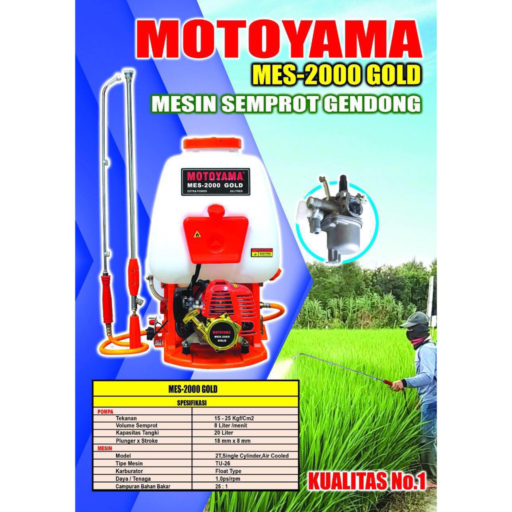 MOTOYAMA MES-2000 GOLD Mesin Semprot Gendong 20L Knapsack Power Sprayer 2 Tak