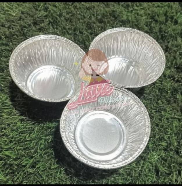 (ISI 100 - ALUM BULAT SEDANG ALAS SAJA)Tray aluminium bulat sedang/Tray panggang/Wadah Cup aluminium