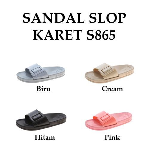 Grosir - S865 Sandal Slop Karet Berwarna / Sandal Fashion Murah Import Batam / Sandal Wanita