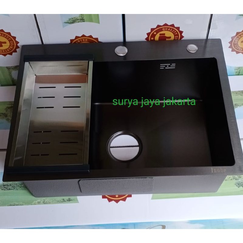 Kitchen sink kotak minimalis Hitam INOBE 6045 " ANTI GORES" / Kitchen sink INOBE 6045 hitam / Kitche