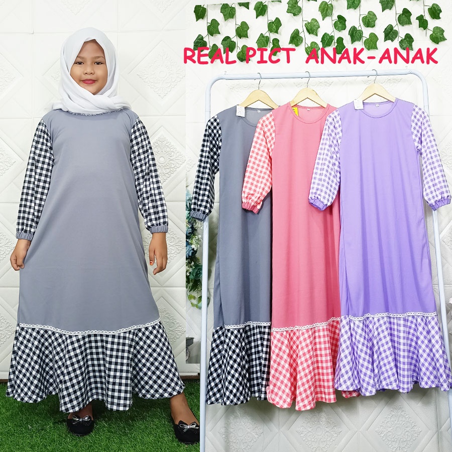 GAMIS ANAK SOFIA MIX KOTAK WARNA 5-12tahun GL FASHION