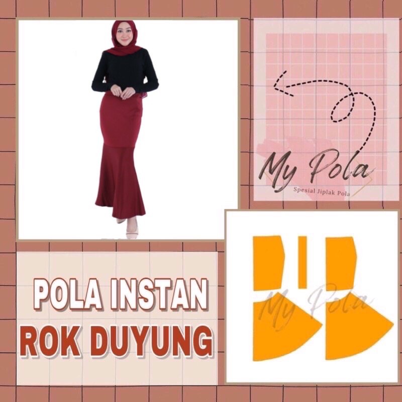 [COD] Pola instan rok duyung - pola rok mypola - pola jiplak rok duyung