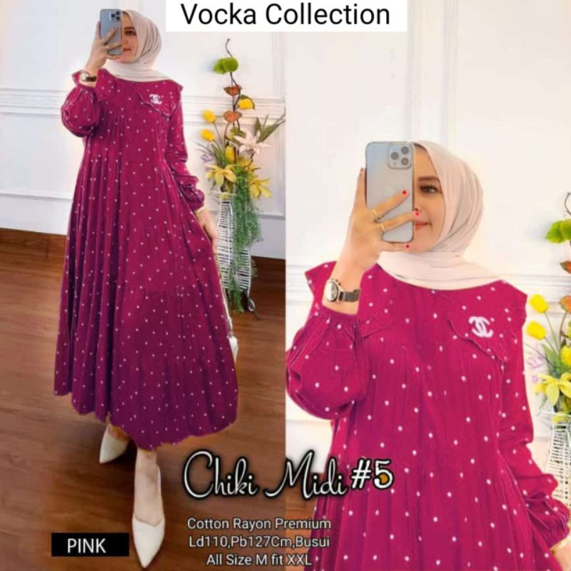 [COD] Gamis Dress Marsya Polkadot Bahan Rayon Tebal Terlaris