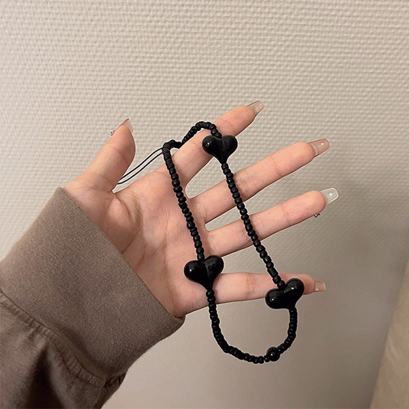 Tali Lanyard Handmade Gaya Korea Jennie Motif Hati Warna-Warni Untuk Handphone