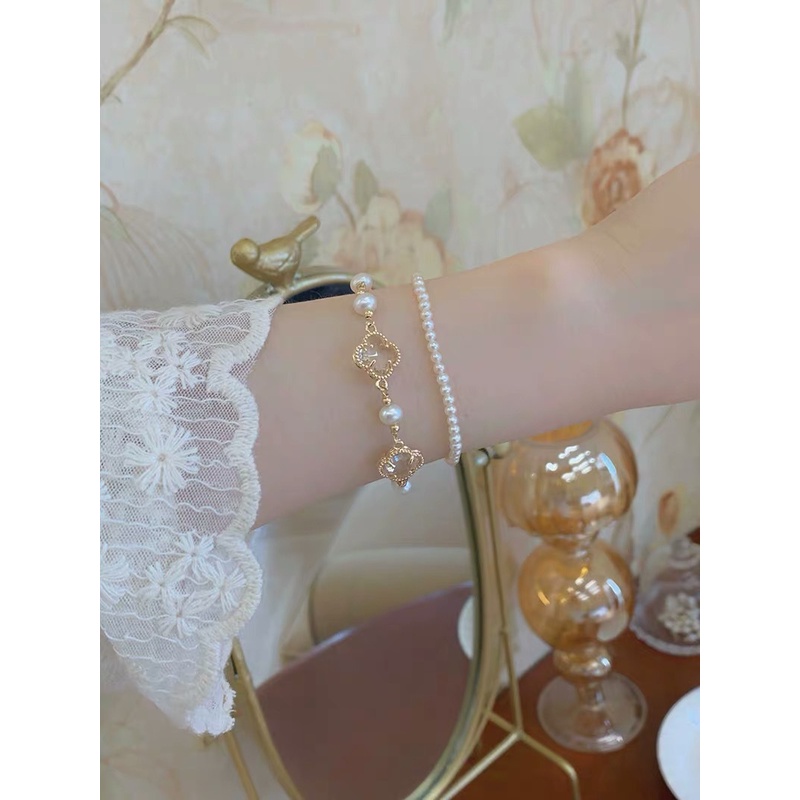 Fashion Bracelets Pearl Four Leaf Clover Bracelets Women Fashion