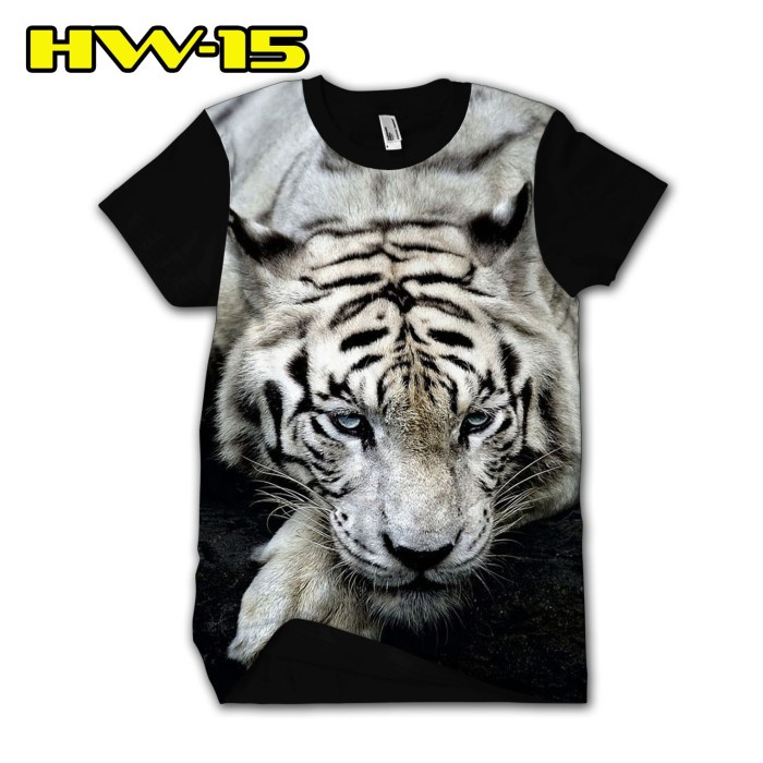Tshirt Harimau Putih 3D Kaos Motif Macan Standar Distro