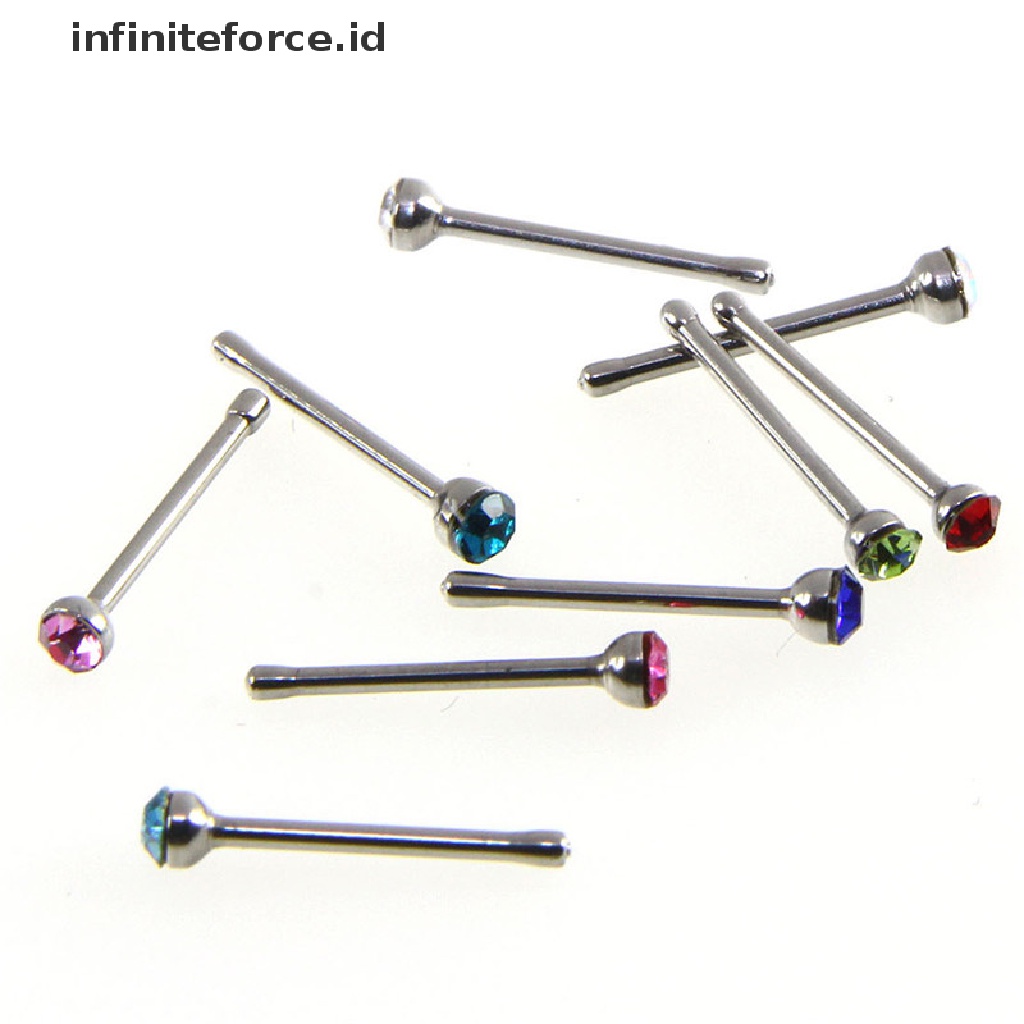 (Infiniteforce.Id) 36pcs / Set Cincin Hidung / Tubuh Bahan Stainless Steel Hias Kristal / Berlian Imitasi Untuk Wanita