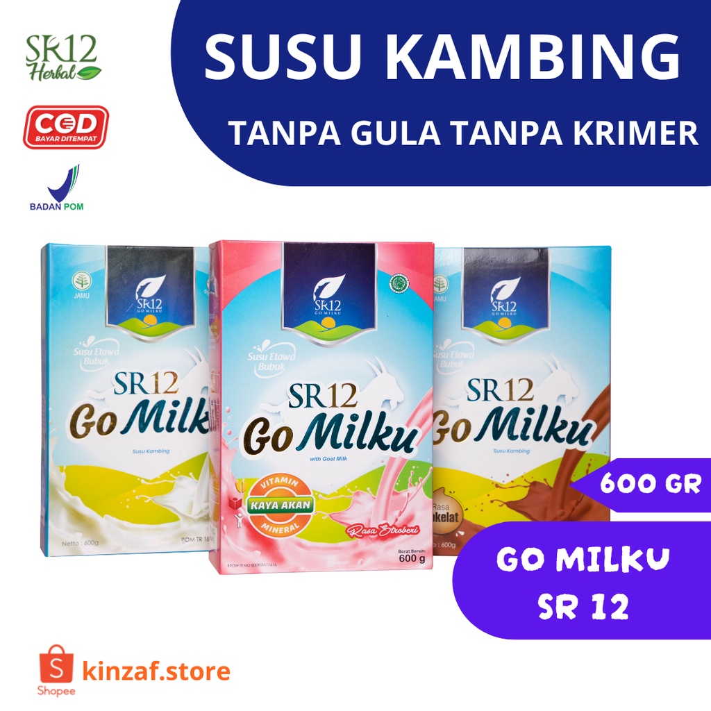 

[SUGAR FREE] Susu Kambing Etawa Bubuk Coklat Original GOMILKU SR12 600gr BPOM Plus Madu Daun Kelor Ikan Gabus Halal Enak Aman