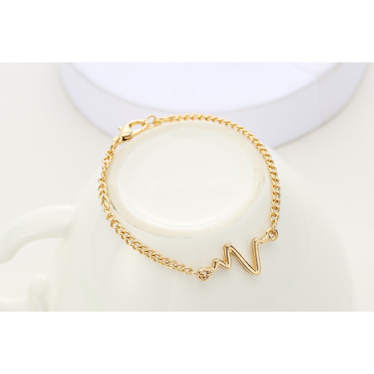 MORYMOSHI G08 Gelang Rantai Unisex Couple Charm Electrocardiogram Fashion Korea Aksesoris Fashion