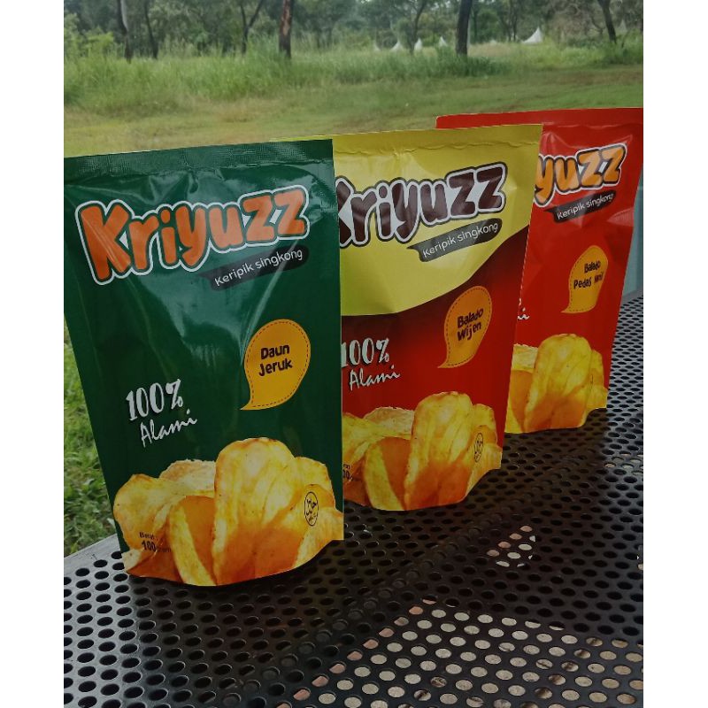 

Keripik singkong Pedas kriyuzz paket promo 3 varian Kemasan premium 100gr