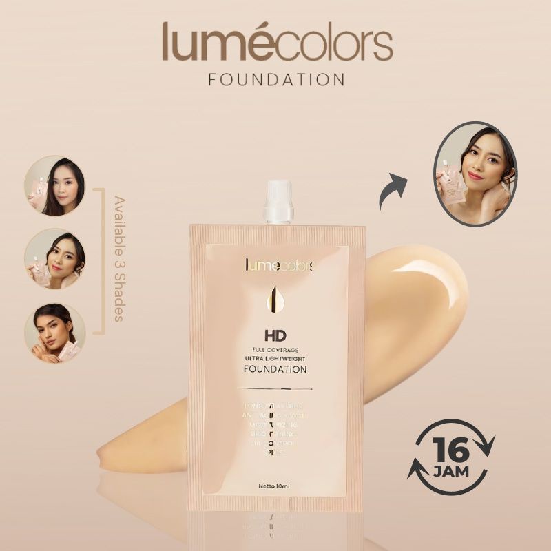 FOUNDATION HD FULL COVERAGE LUMECOLORS,3 warna, light,neutral,sand