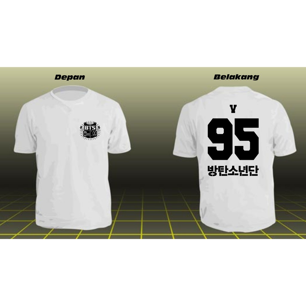 Kaos BTS Baju T-Shirt BTS Tahun Lahir V 95 Lengan Pendek Putih