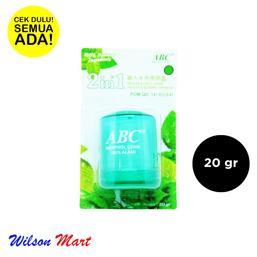 ABC MENTHOL 2 IN 1 INHALER OBAT GOSOK 20 GRAM