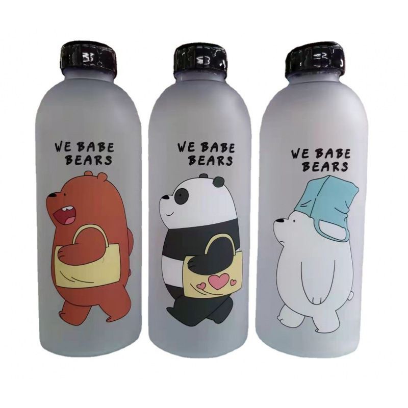 LALUGO Botol Minum 1000ml Motif We Babe Bears Dengan Sedotan Anti Bocor