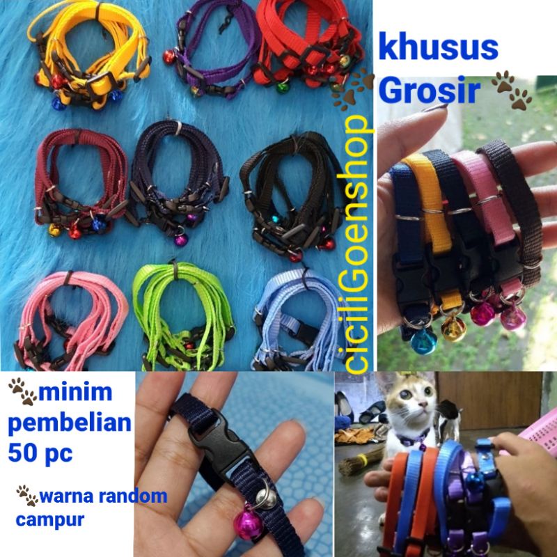 Grosir Premium Kalung tali hewan anjing kucing kelinci dg lonceng collar bs u gelang