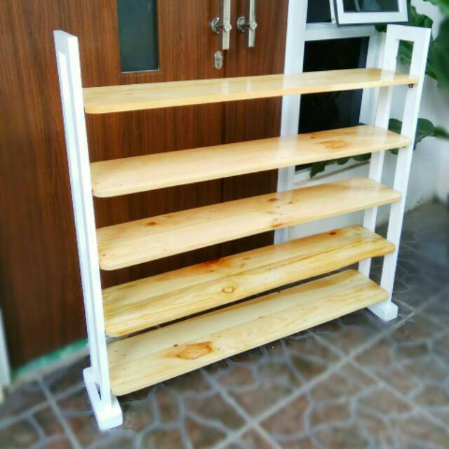 Rak Sepatu Kayu 5 Tingkat