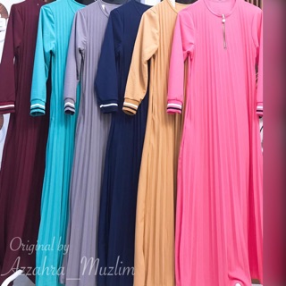  Baju  Gamis  wanita busui plisket  full depan saku kanan 