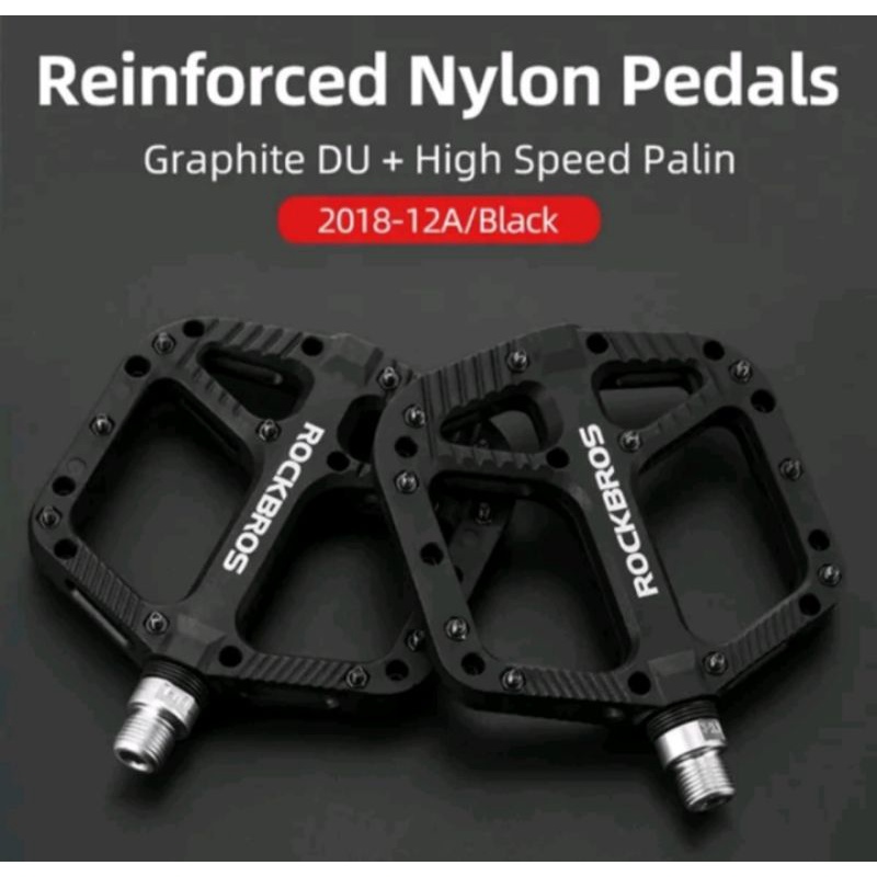 Rockbros 12A Pedal Bearing Nylon Pedal Tapak Lebar Pedal Sepeda Hitam