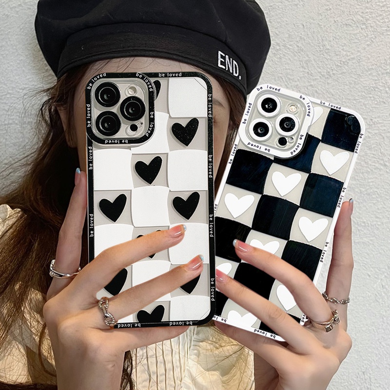 Soft Case Tpu Motif Kotak-Kotak Untuk Iphone 6 6S 8 7 Plus 13 11 12 Pro Max Xr X Xs Max Se