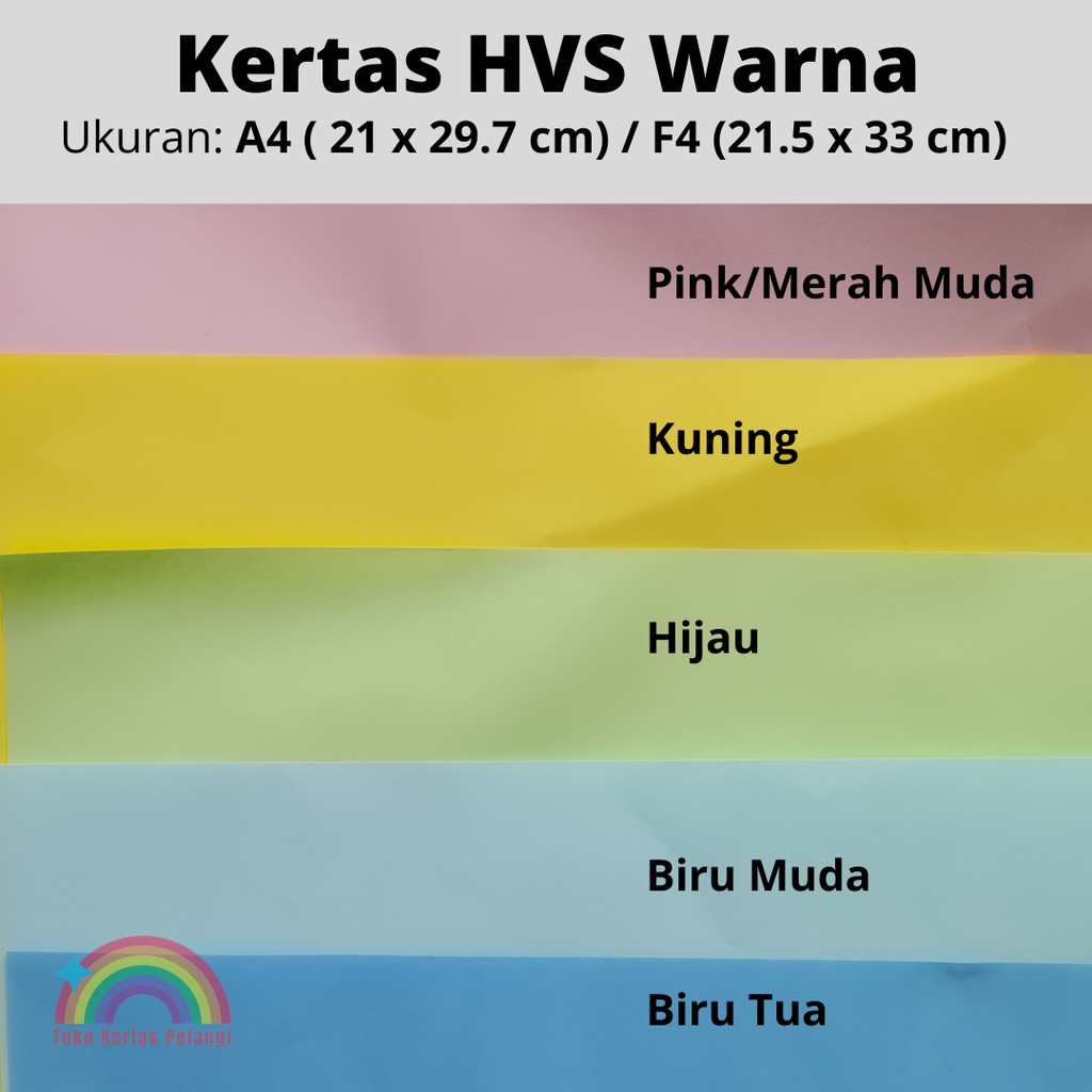 

HVS Warna 70 gsm A4/ F4 per 100 pcs