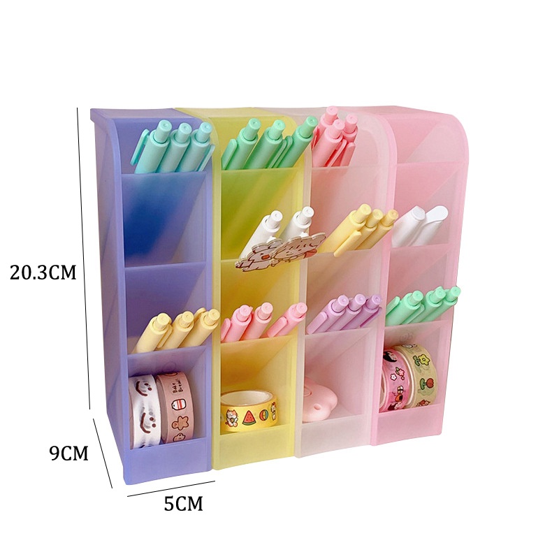 {LUCKID}Color 4 Gird Desktop Organizer Pen Holder Desk Makeups Pencil Storage Box