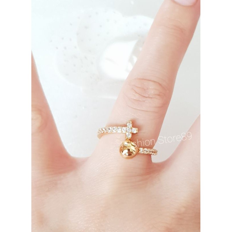 Ready Cincin Salib Xuping Yaxiya import Model Fashion Salib full permata cincin rohani