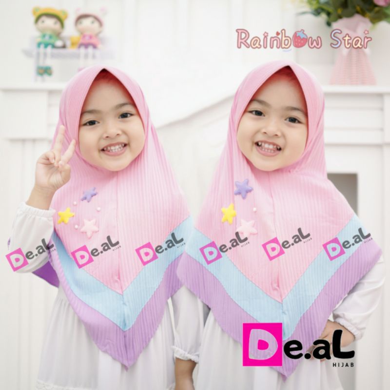 JILBAB ANAK PLISKET RAINBOW/JILBAB JERSEY ANAK/JILBAB ANAK LUCU TERBARU ORI DE.AL HIJAB