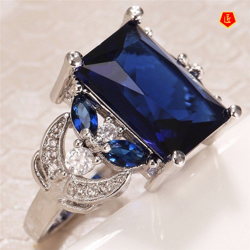 Cincin Berlian Sapphire Mewah Untuk Wanita