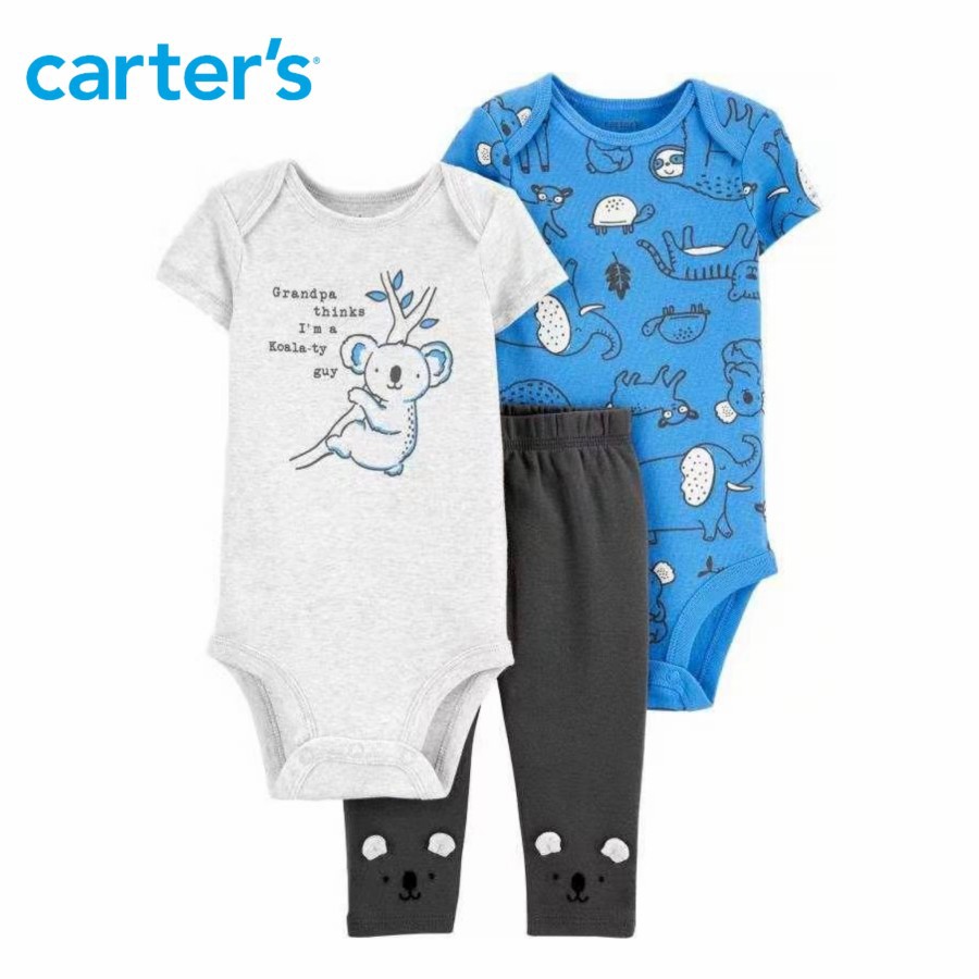 Baju Bayi Set Carters Baby Boy Set 3pcs / Setelan Jumper Bayi Laki Laki Carters 3in1 Sz 24m / Kado