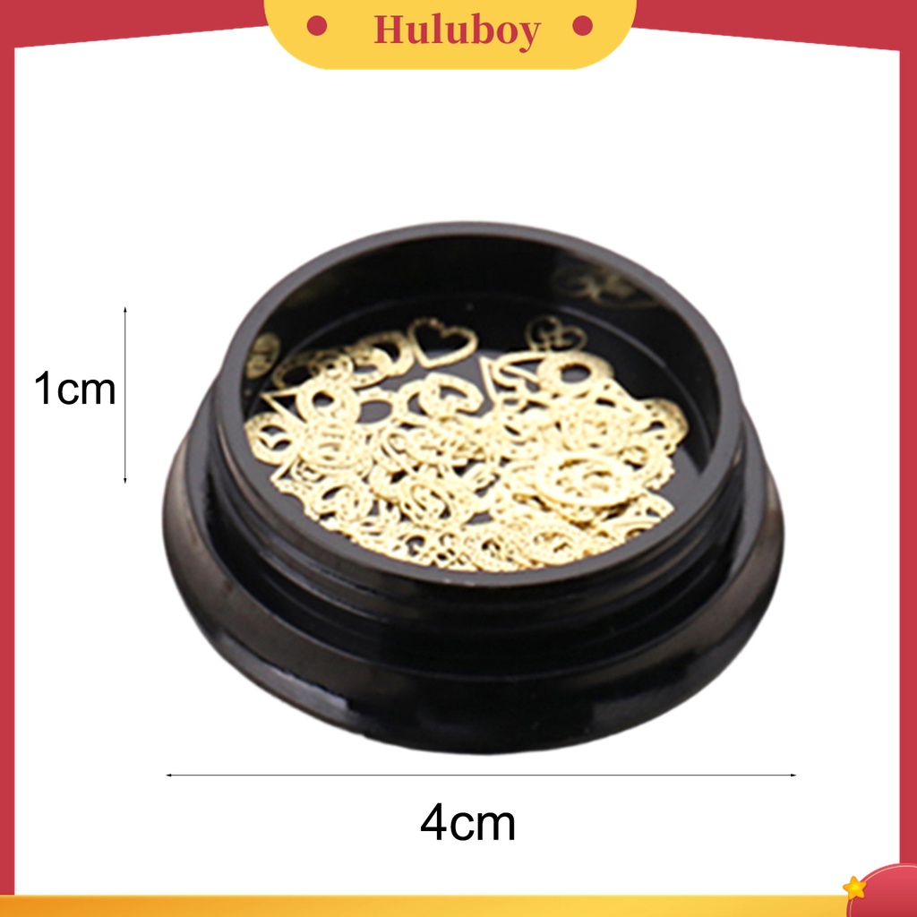 Huluboy Huluboy♡ Payet Logam Bentuk Hati Daun Mahkota Pita Untuk Aksesoris Perhiasan Nail Art